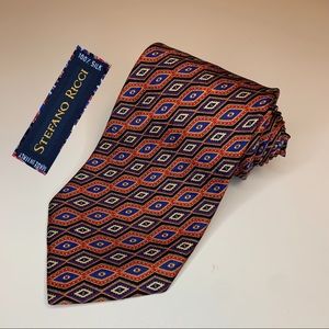 Stefano Ricci Colorful Geometric Tie 100% Silk Made In Italy Men’s Necktie